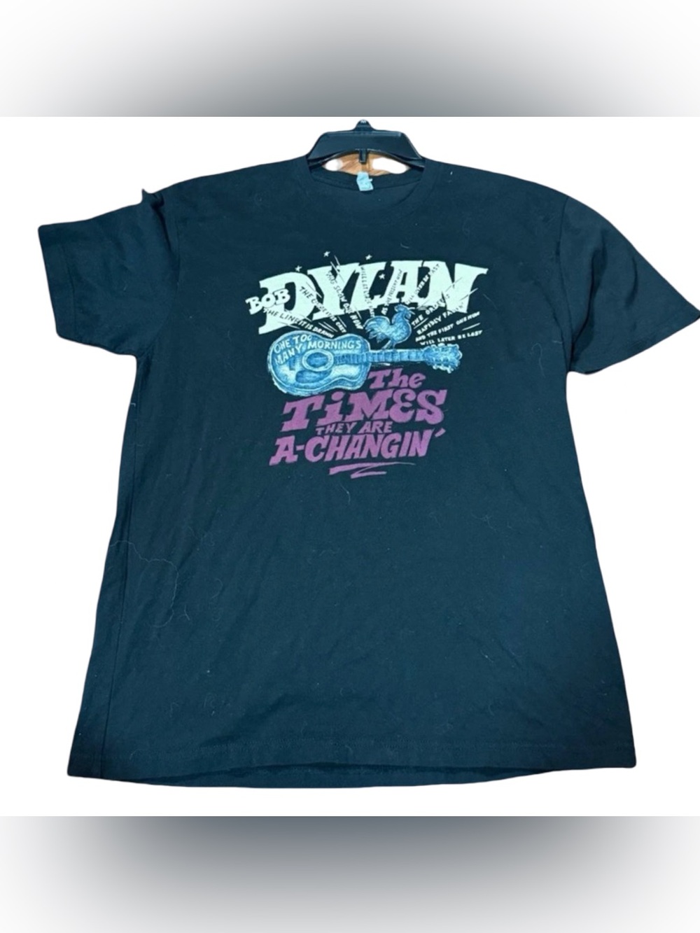 Bob Dylan The Times They Are A-Changin Guitar Graphic T-Shirt Men's Size Large